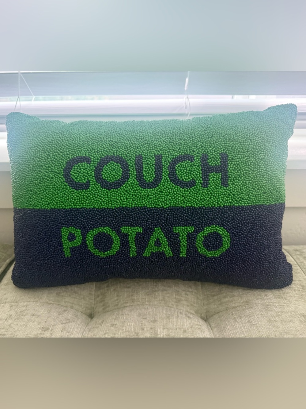 Kate Spade x Target Beaded Lumbar Throw Pillow Navy/Green “Couch Potato” NWT